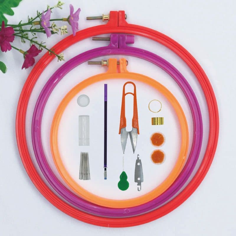 Cross Stitch Embroidery Hoop Plastic Circle Adjustable Colorful Frame for Embroidery and Punch Needle