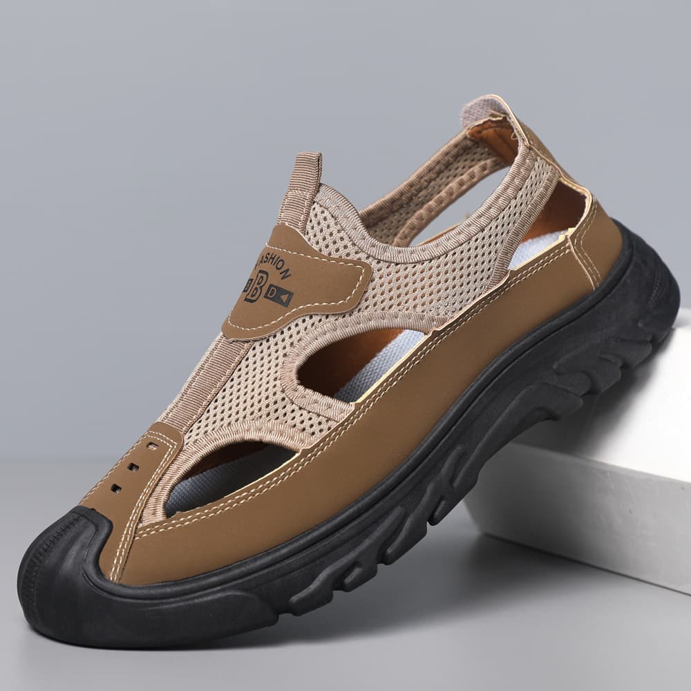 Men's Summer Themed Slip-On Shoes Casual Breathable Thick Bottom Lightweight Fashionable Leisure Shoes PU Mesh Upper PVC Outsole