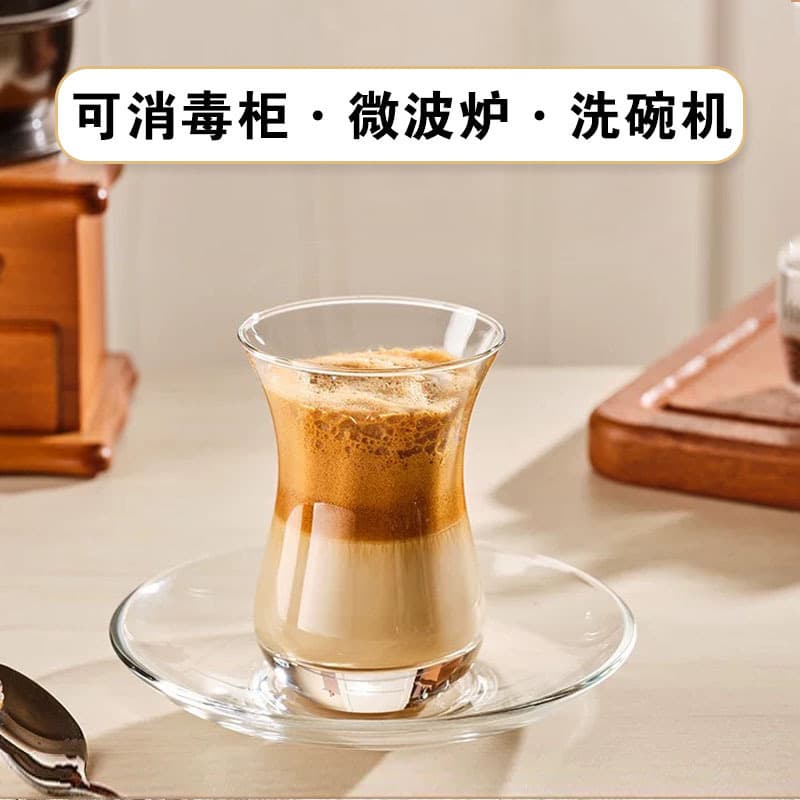 Turkish Tea Glass Lead-Free Glass Coffee Cup Home Hot Drink Cup Restaurant Cup Heat-Resistant Glass Tea Set