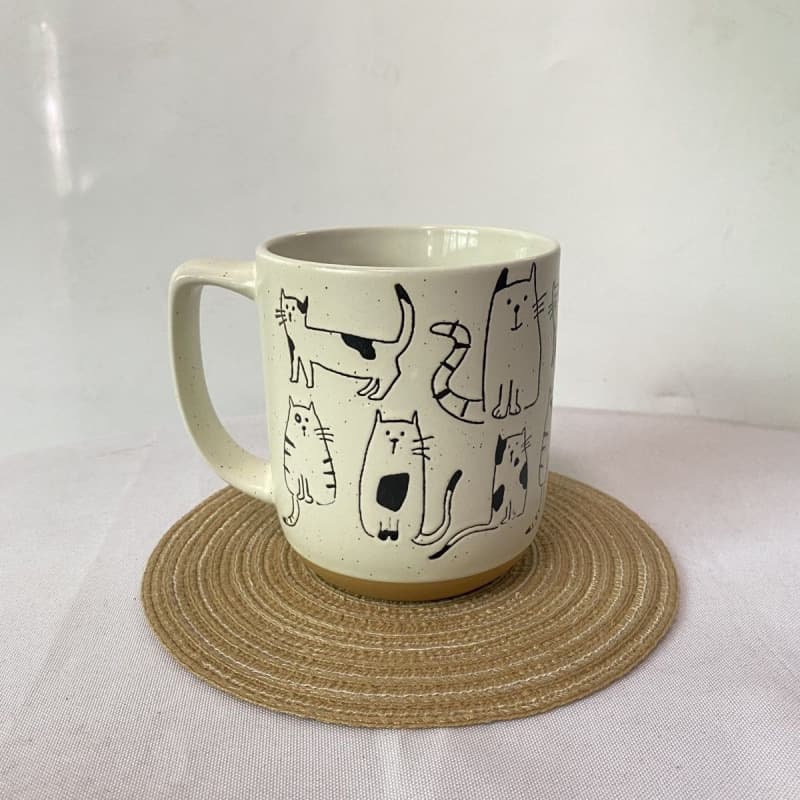 Trendy Hand-Painted Ceramic Mug Cartoon Large Capacity Office Milk Coffee Cup Handcrafted