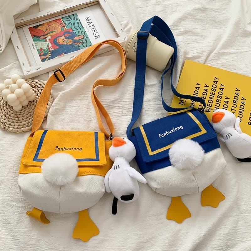 Women's Crossbody Bag New Cute Cartoon Duck Butt One-Shoulder Women's Bag Personalized Canvas Bag Trendy Phone Women's Bag