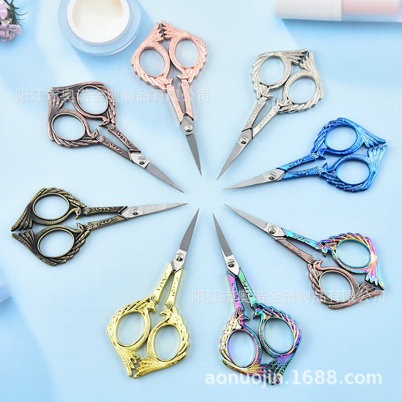 In Stock Household Thread Clipping Scissors Tailoring Handmade Scissors Office Paper Cutting Scissors Multi-Purpose Craft Scissors Bird Feather Embroidery Scissors