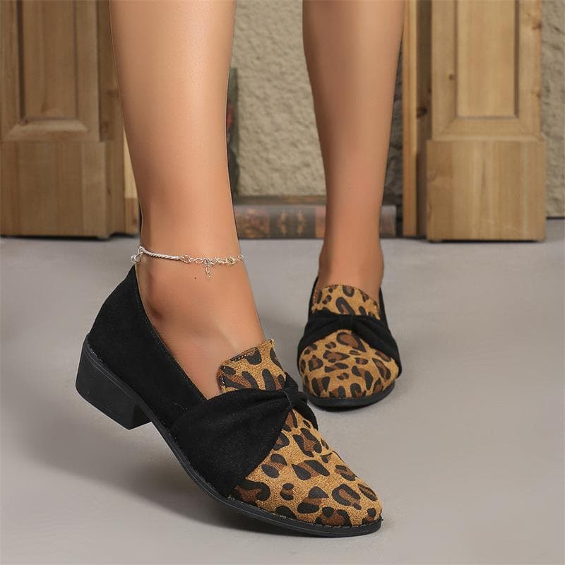 Cross-border Large Size Pointed Toe Low Heel Ballet Flats for Women 2024 Spring Autumn New Style Elegant Chunky Heel Slip-on Fashion Loafers