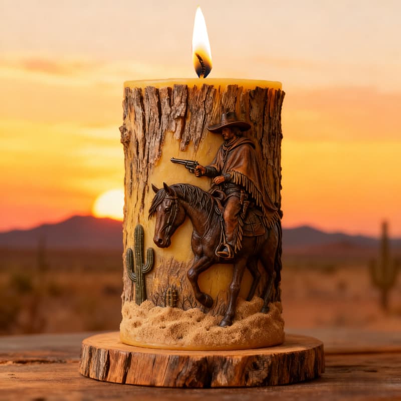 Desert Cowboy Horseback Riding Candle Mold Vintage Column Mold Handmade Candle Silicone Mold P290