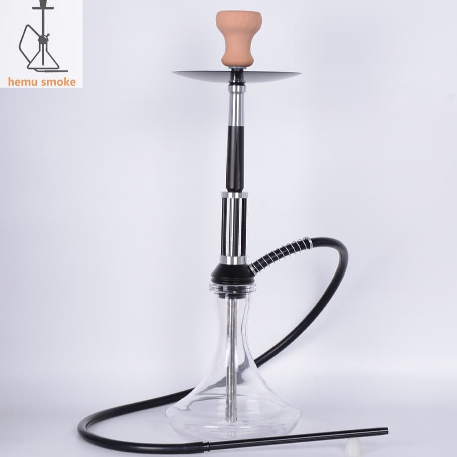 Arabian shisha large aluminum alloy Russian glass pot single tube silicone tube with clip spring pot
