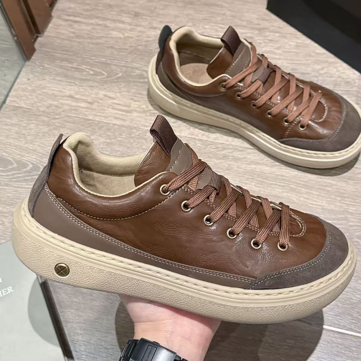 Men's Cross-Border White Sneakers, Soft Sole, Comfortable and Breathable, Low-Top Casual Shoes, Fashionable Thick-Soled Height-Increasing Men's Athletic Shoes