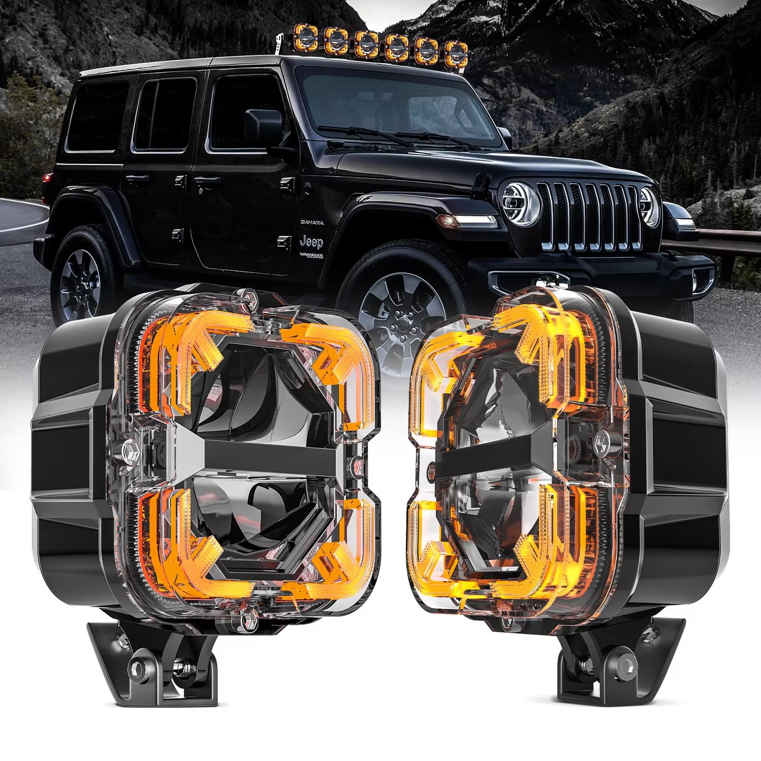 DRL LED Spotlight Pod Light Square Working Fog Light Pickup Off Road Vehicle All Terrain Vehicle UTV Boat