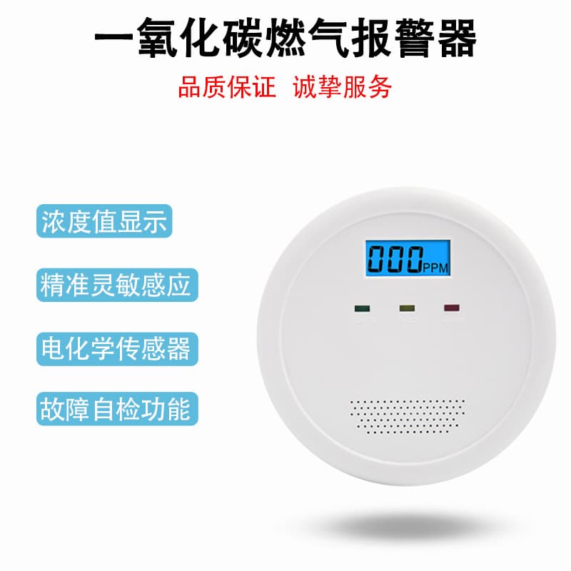 CE Certified Carbon Monoxide Sound and Light Alarm Fixed for Home and Commercial Use CO Gas Detector Factory Direct