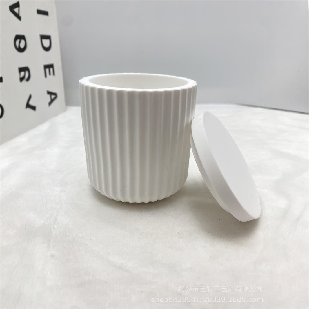 White covered plaster wax cup room ornaments striped cup storage box home decoration creative ornaments crafts