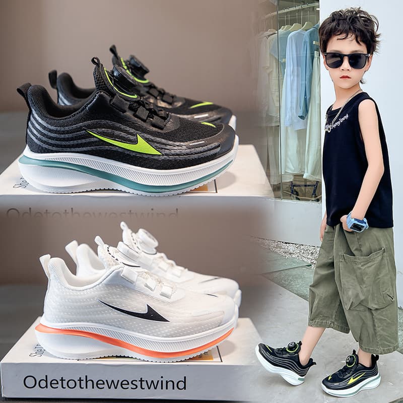 Kids Sports Shoes Boys Running Shoes Spring Autumn New Button Casual Shoes Lightweight Soft Sole Boys Basketball Shoes