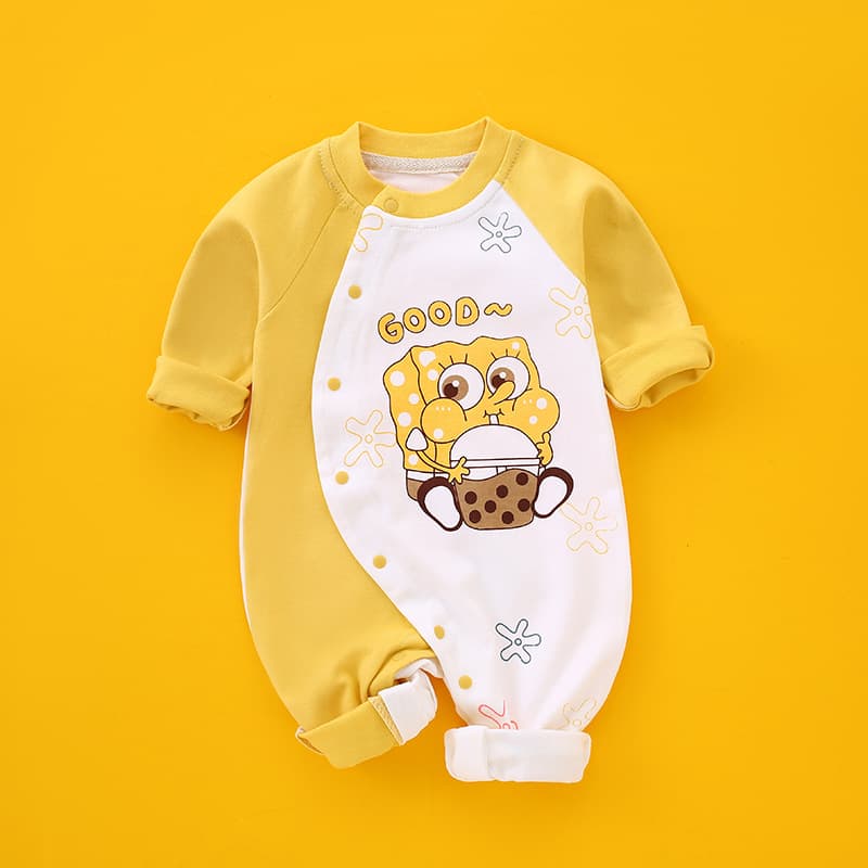 Baby Cotton Spring and Autumn Bodysuit for Boys and Girls, Newborn Cute Long-Sleeve Going-Out Romper, Thin Style