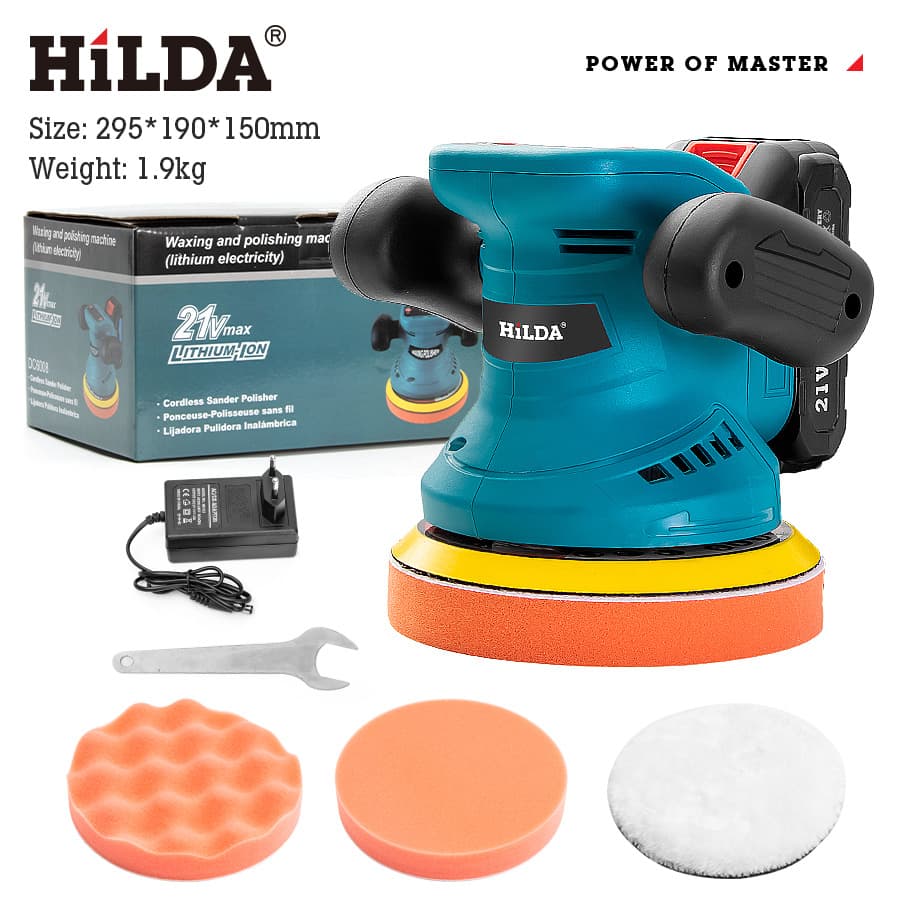 HILDA Lithium Battery Polisher Car Waxing Machine Marble Flat Plate Portable Three-speed Adjustable