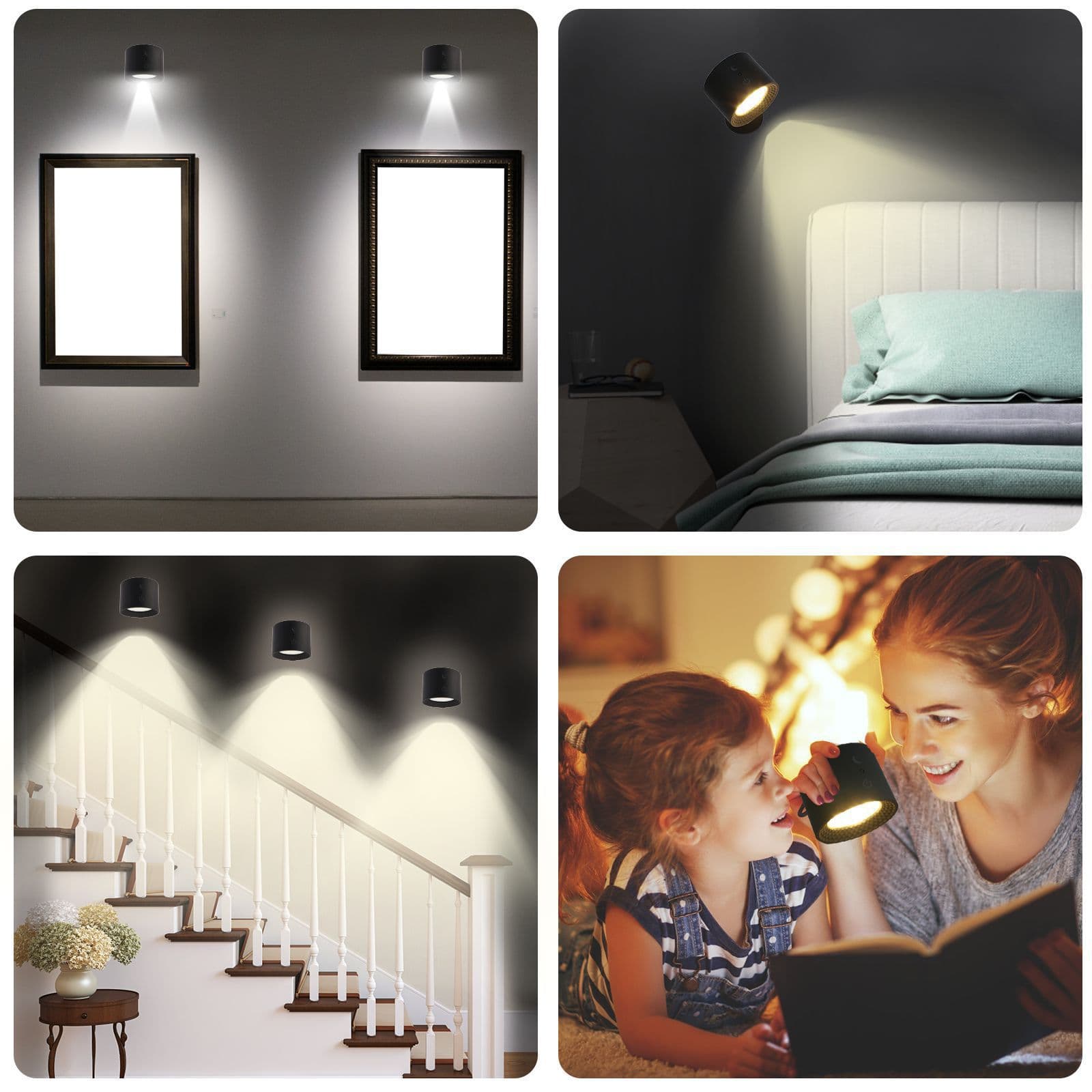 New Smart Magnetic Wall Light USB Rechargeable Three-Color Temperature Dimmable Indoor Wall Light Remote Control LED Night Light