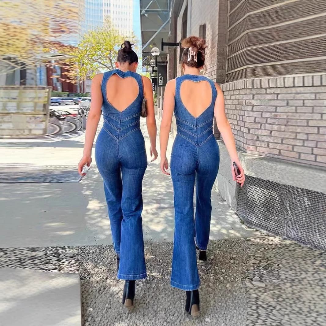 Slim Fit High Waist Denim Romper Women's Fashion Street Style Sleeveless Summer New Arrival AE Stock Origin China