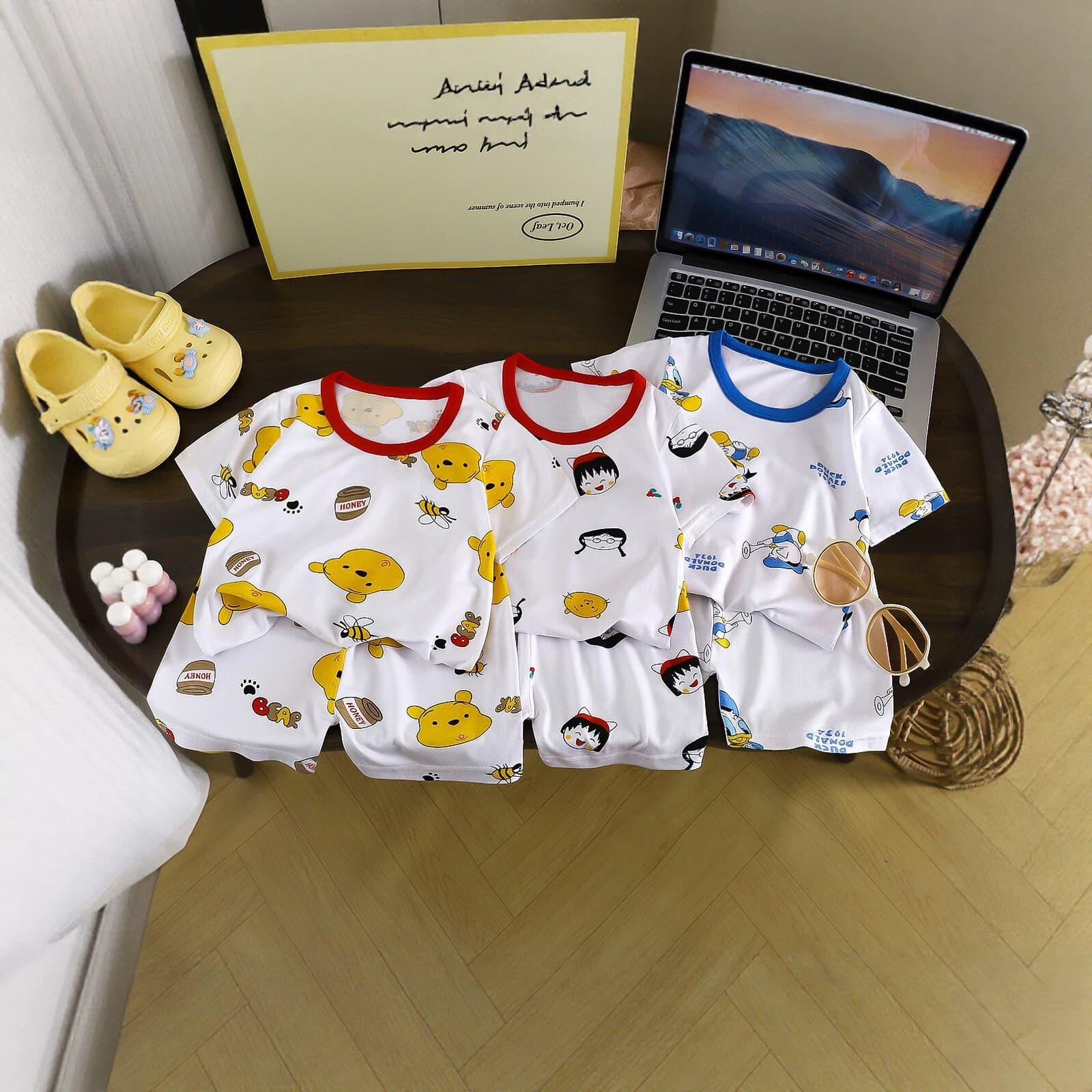 New summer modal cartoon pajama set, short-sleeve shorts, loose casual boys' and girls' homewear, dropshipping available