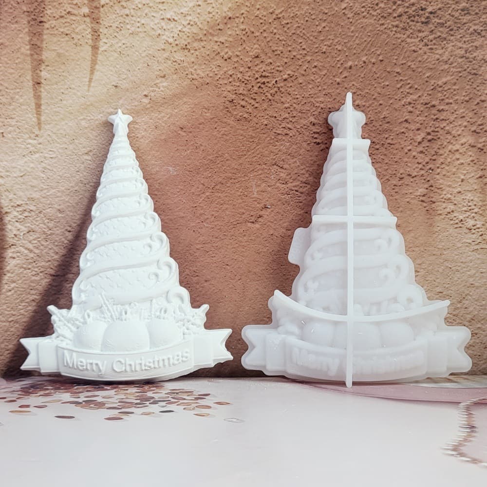 S2062 Christmas Tree Semi-Stereoscopic Wall Hanging Decorative Cement Gypsum Mold DIY Silicone Mold
