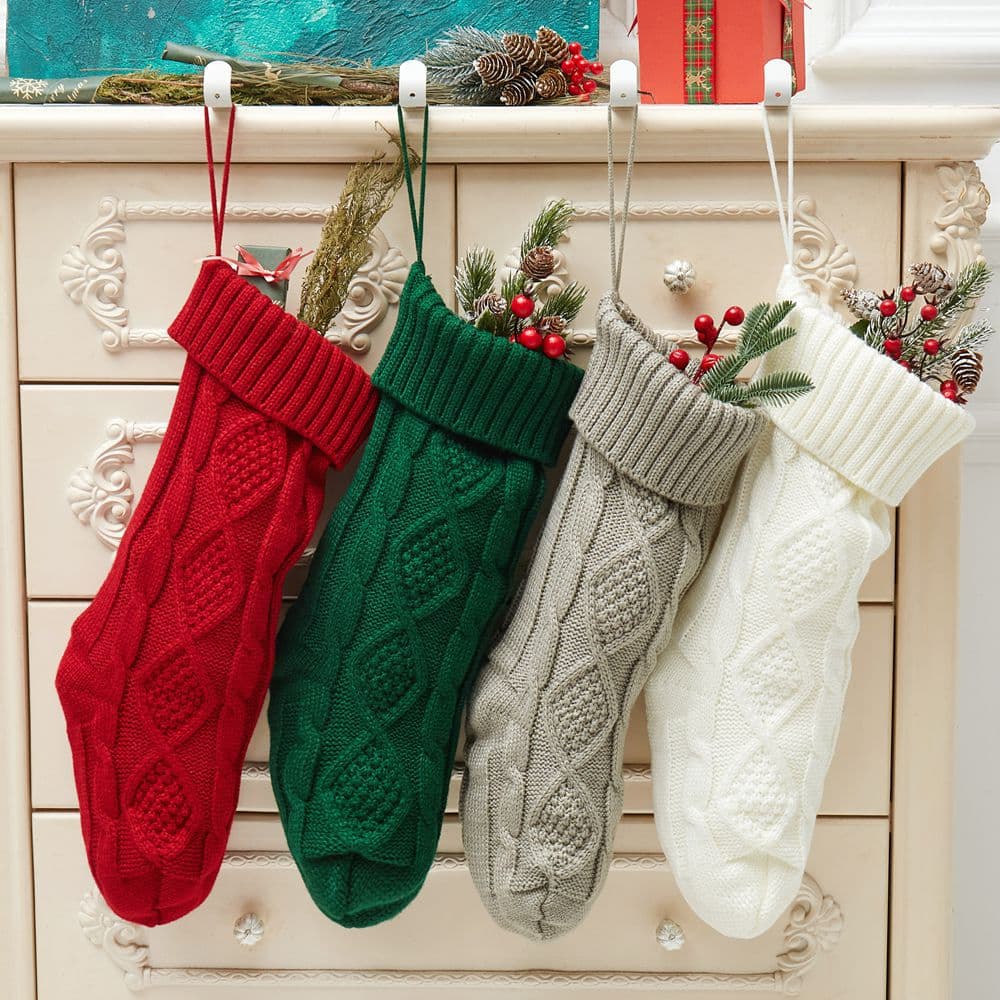 Cross-border 46 Christmas Gift Bag Diamond Pattern Christmas Stockings New Knitted Wool Christmas Supplies Children's Festival Bags