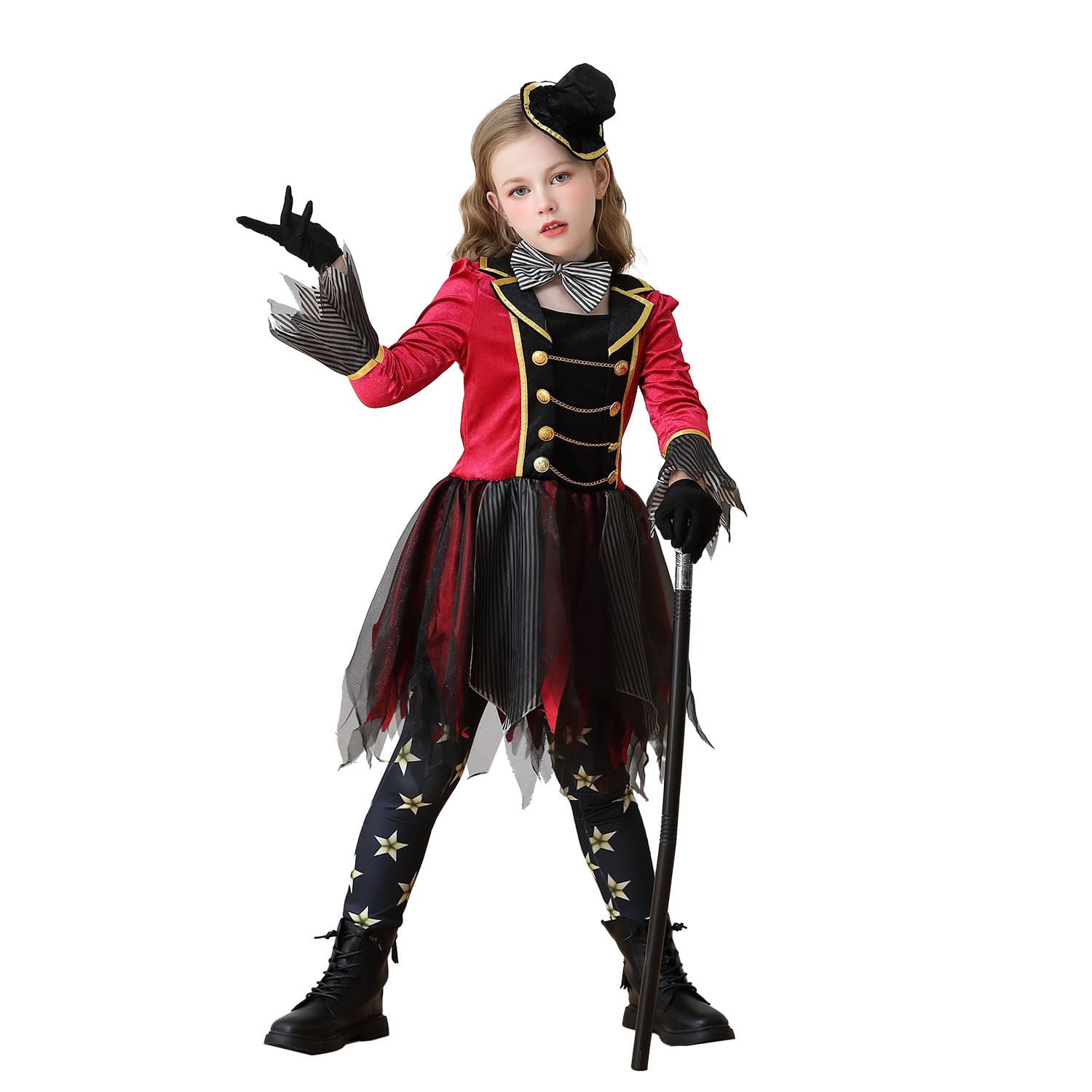 Halloween Kids Costume Circus Magician Vampire Clown Outfit Girl Scary Death Ghost Doll Dress