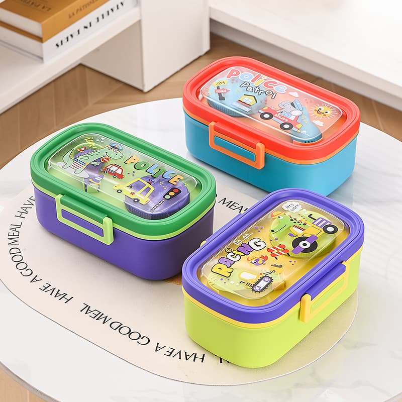 Cartoon 304 Stainless Steel Insulated Lunch Box, Bento Box with Compartments for Students and Office Workers, Cute Cartoon 3-Compartment Lunch Box for Kids