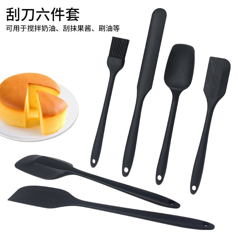Silicone Baking 6-Piece Set, Integrated All-In-One Silicone Spatula, Silicone T-Scraper, Spatula, Butter Knife, Jam Spreader, Baking Tools