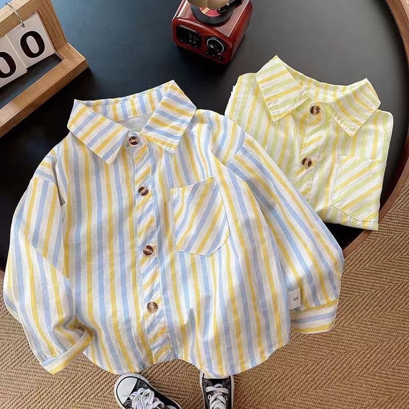 Kids Striped Shirt Korean Style Boys Spring Autumn Trendy Baby Top Little Kids Fashion Casual Shirt Jacket Stylish
