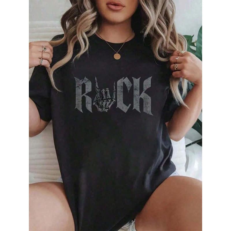 European cotton % CottonRock On Skeleton Hand Rock And Roll Rock Mus