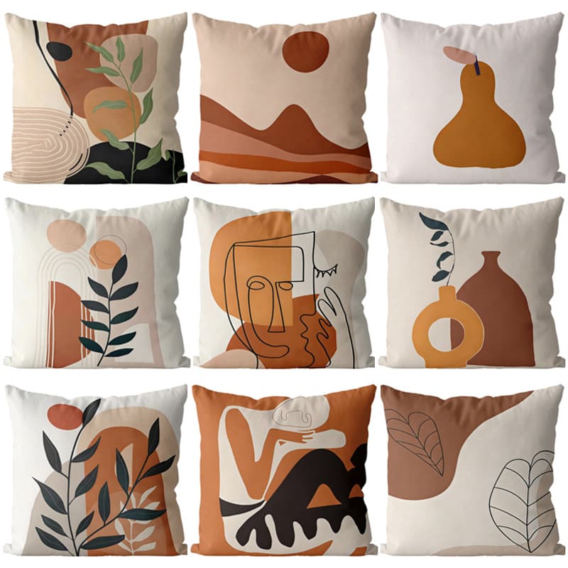 Nordic light luxury abstract pillow wabi-sabi style earth color pillow simple ins style sofa bedside cushion dropshipping