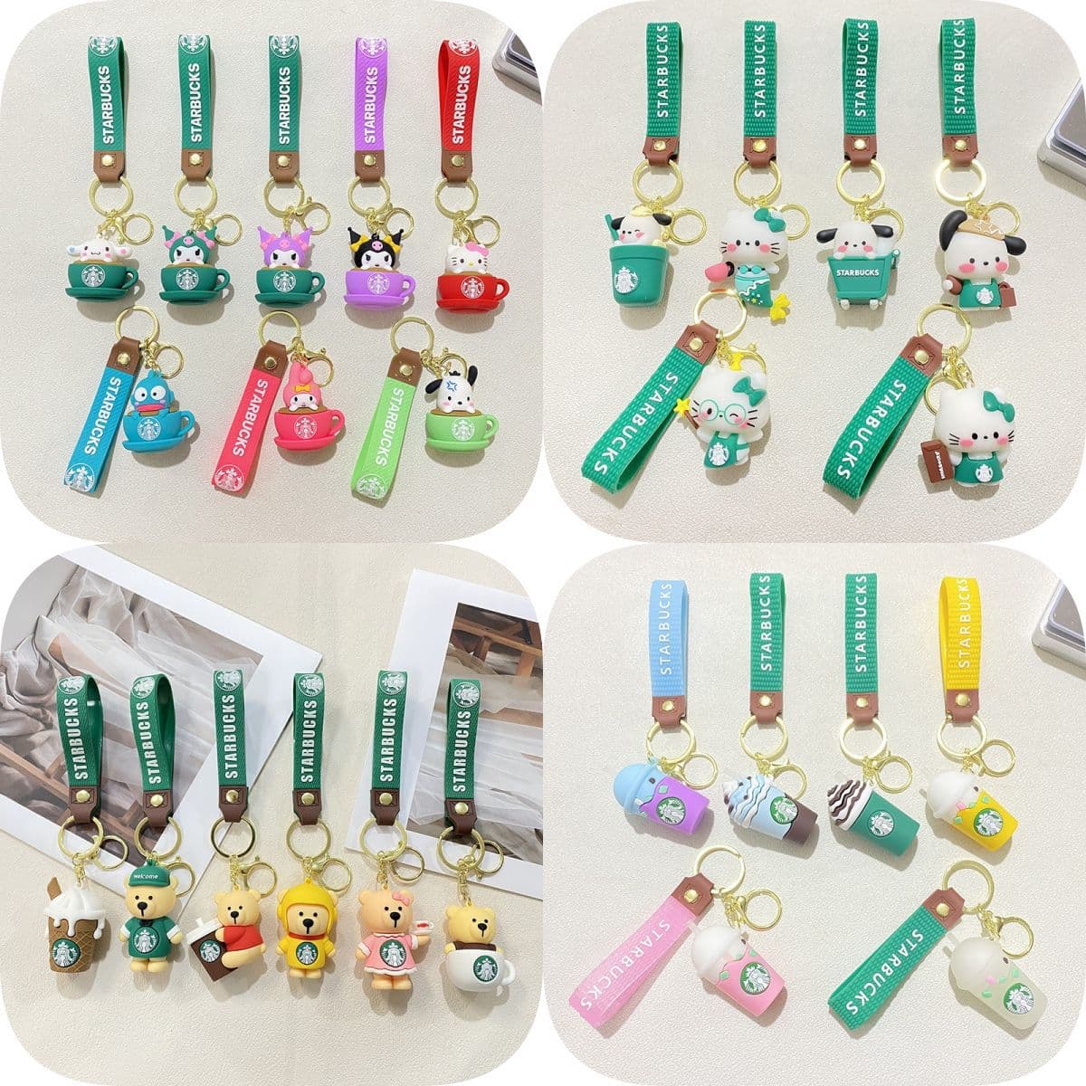 Cartoon Starbucks Keychain Pendant Cute Plush Solid Silicone Bear Doll Car Creative Gift