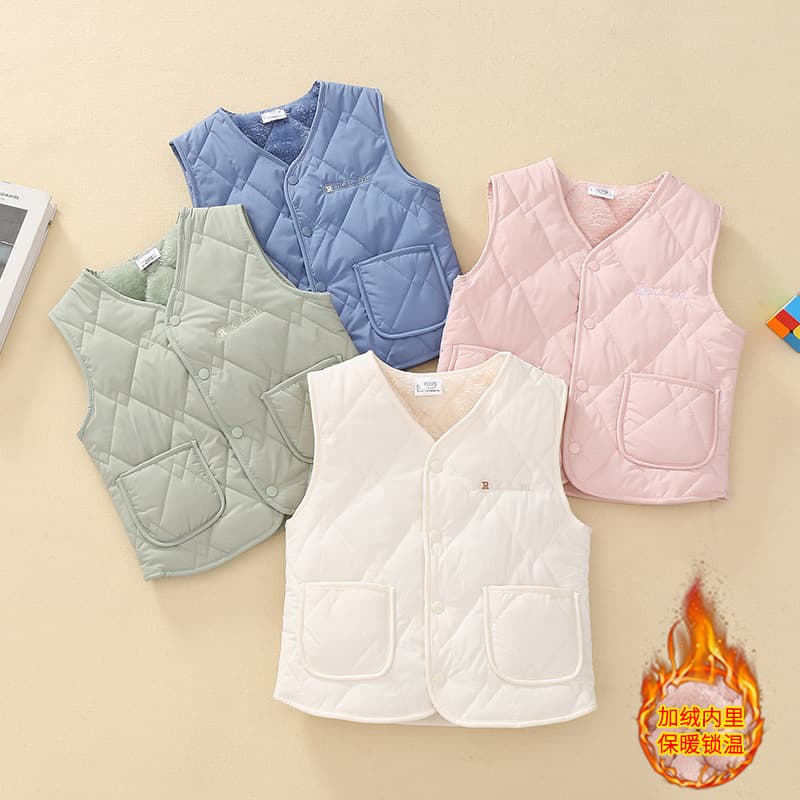 Children's velvet cotton vest winter warm thickened vest for boys and girls autumn and winter baby vest baby class a baby