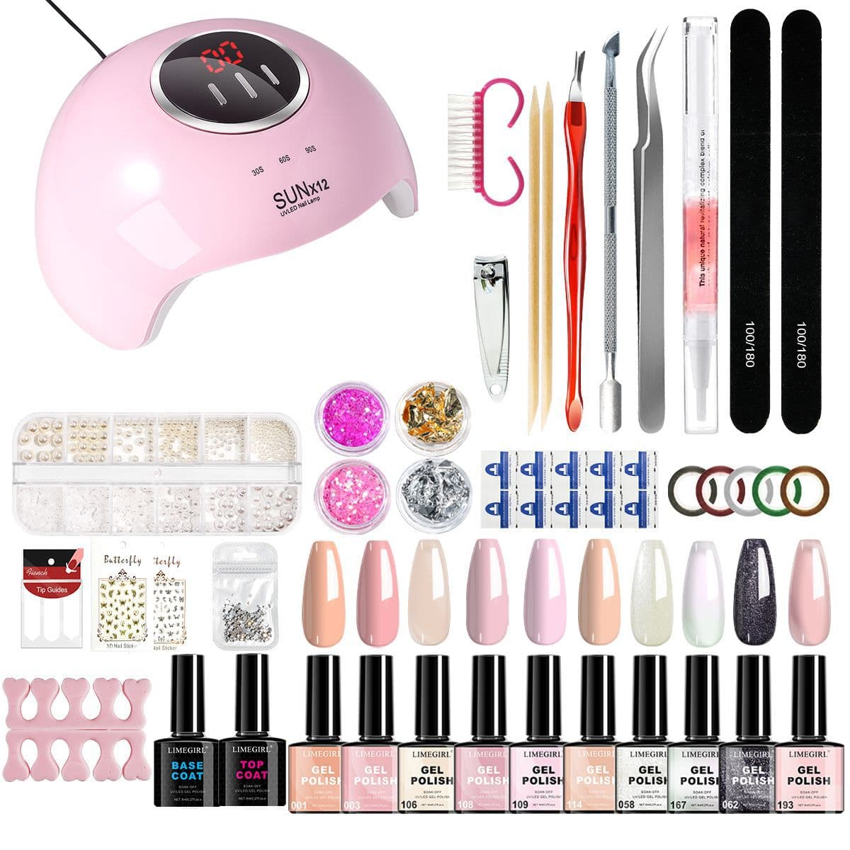 Cross-border manicure tool set, nail polish, gel manicure lamp, manicure accessories, rhinestone stickers, glitter tools, complete set