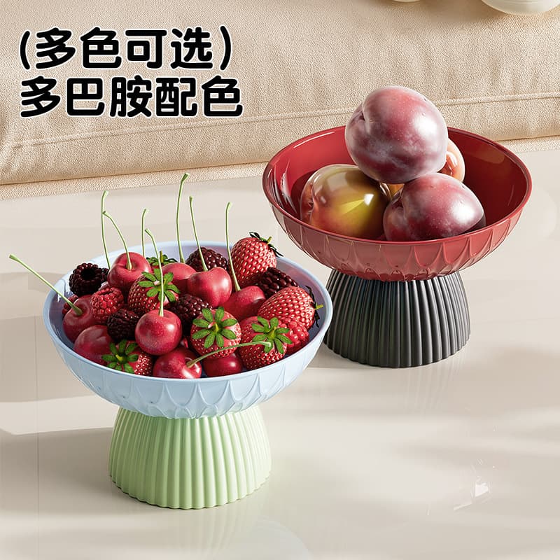 Fruit Plate for Home Living Room Coffee Table Office High-Leg Drainable Snack Dried Fruit Plate High-Appearance Dopamine Fruit Plate