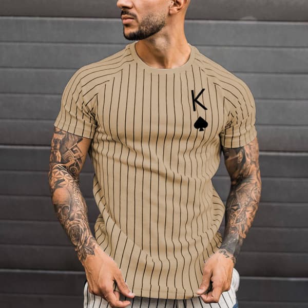 European and American Trendy Men's Round Neck T-Shirt Summer Hot Selling Ace of Spades Poker 3D Digital Printing Street Short-Sleeved Men's Tops