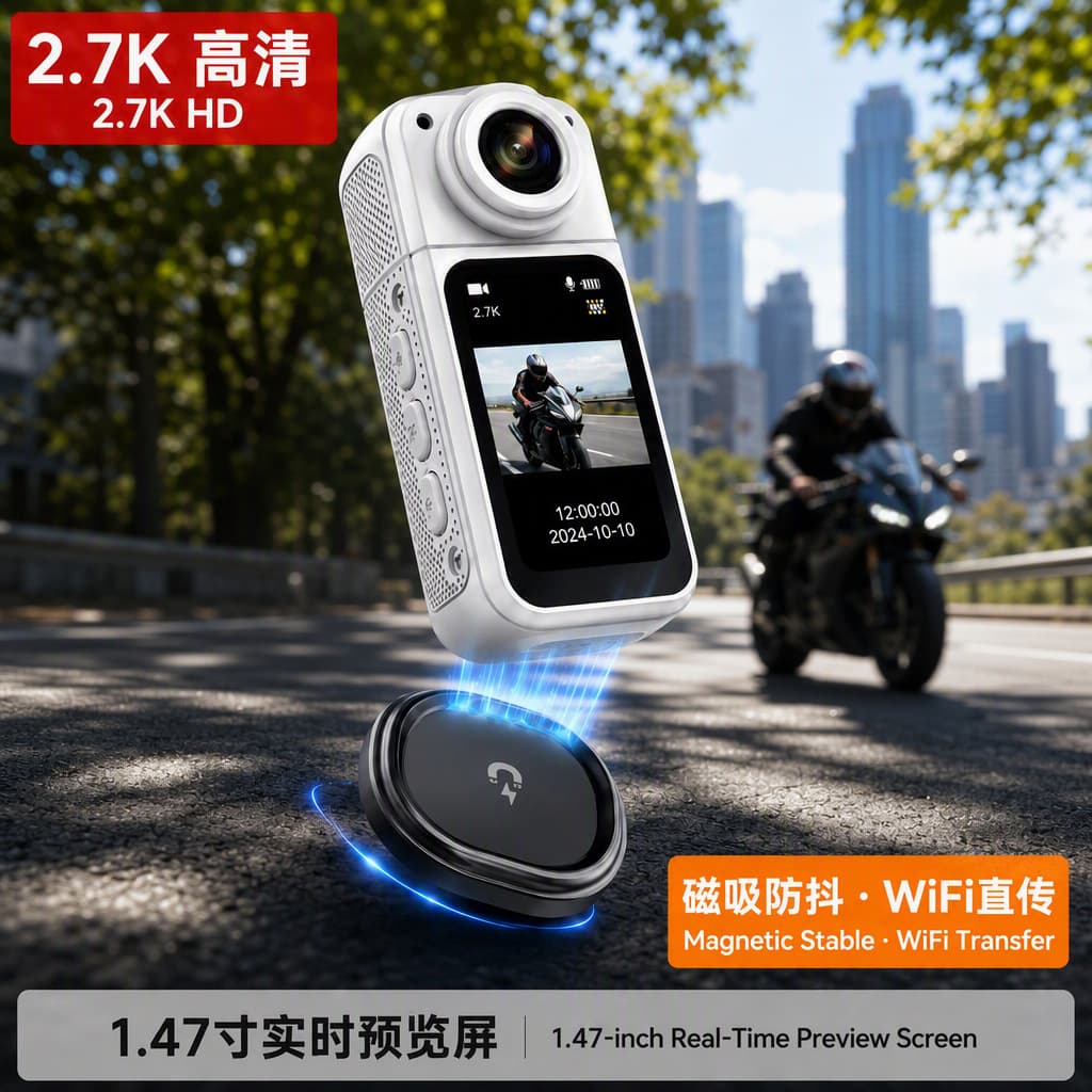 Cross-border Outdoor 2.7K Action Camera HD Vlog Magnetic with Screen Cycling WiFi Recorder Mini Camera