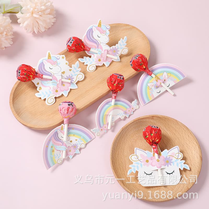 Unicorn themed lollipop card paper inspirational blessing greeting card birthday party decoration card gift card paper for students