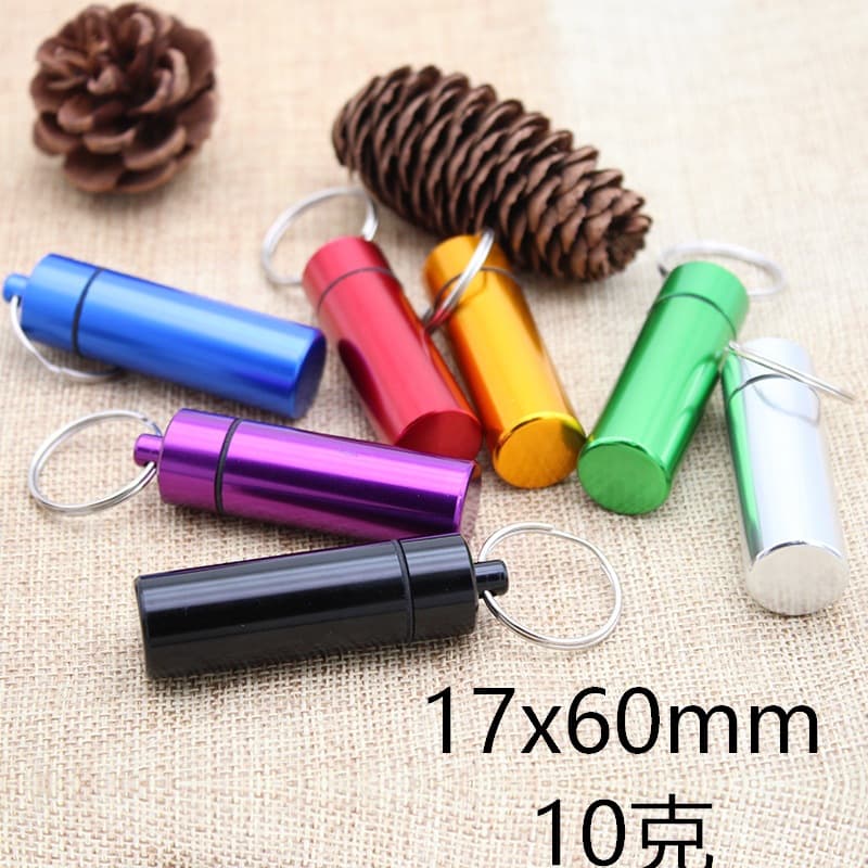 New aluminum alloy pill bottle flat bottom portable keychain waterproof sealed earplug aluminum bottle first aid pill jar storage bottle