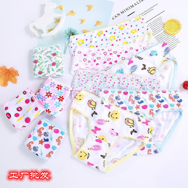 Factory direct children's underwear export all-cotton printed lace triangle panties girls' lace underwear triangle pure cotton cross-border
