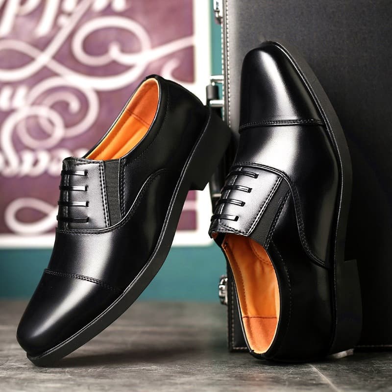 Faux Lace-Up Leather Shoes Three-Piece Leather Shoes Officer Leather Shoes Formal Leather Shoes Men's Autumn Pointed Toe Leather Shoes Men's Shoes