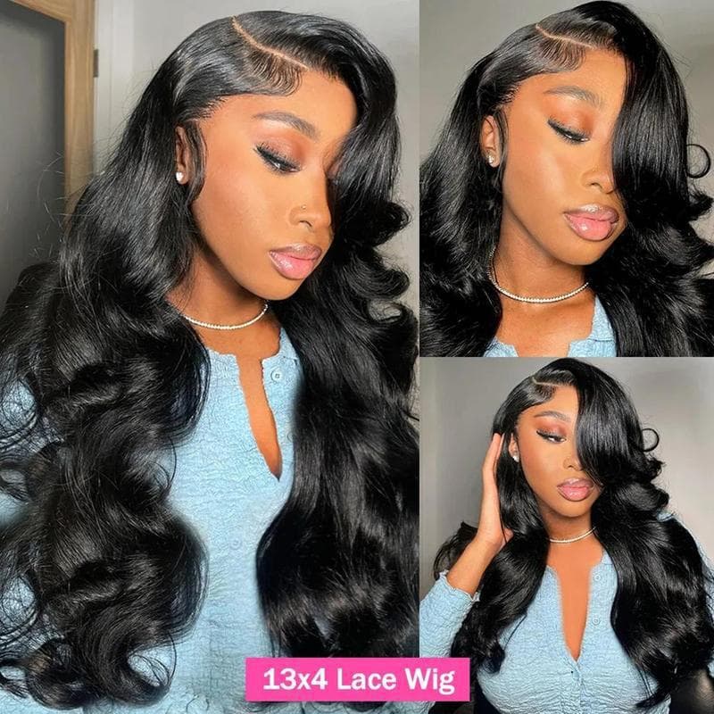 Handcrafted Black Long Curly Hair Amazon 34 36 Inch 136 Strands Body Wave Lace Front Wig Real Human Hair