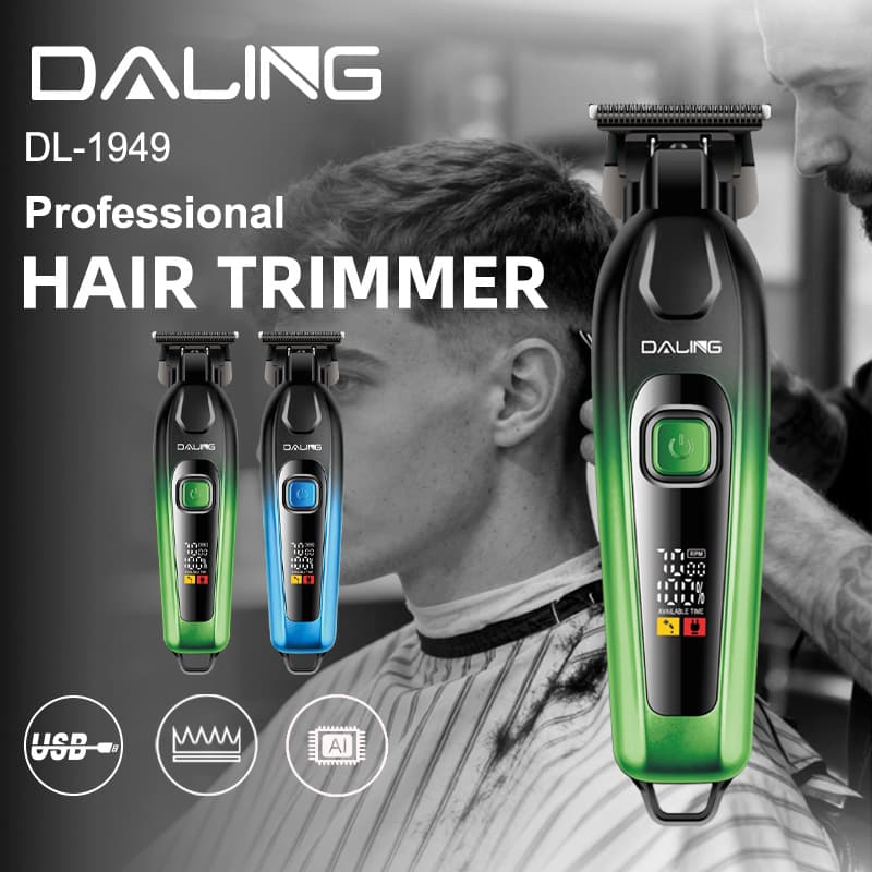 DALING 1949 New Electric Hair Clipper USB Hair Trimmer Barber Salon T-Blade Engraving Shaver