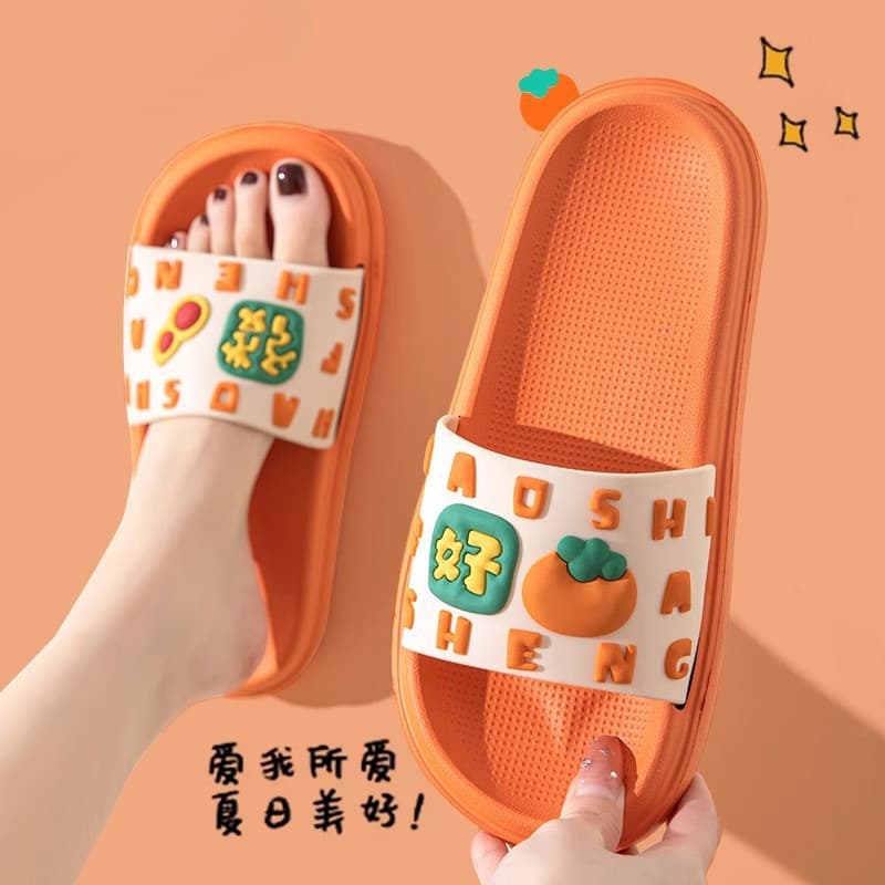 Good Luck Slippers Women's Summer New Indoor Home Anti-slip Couple Thick Sole Sandals Women Outdoor Wear