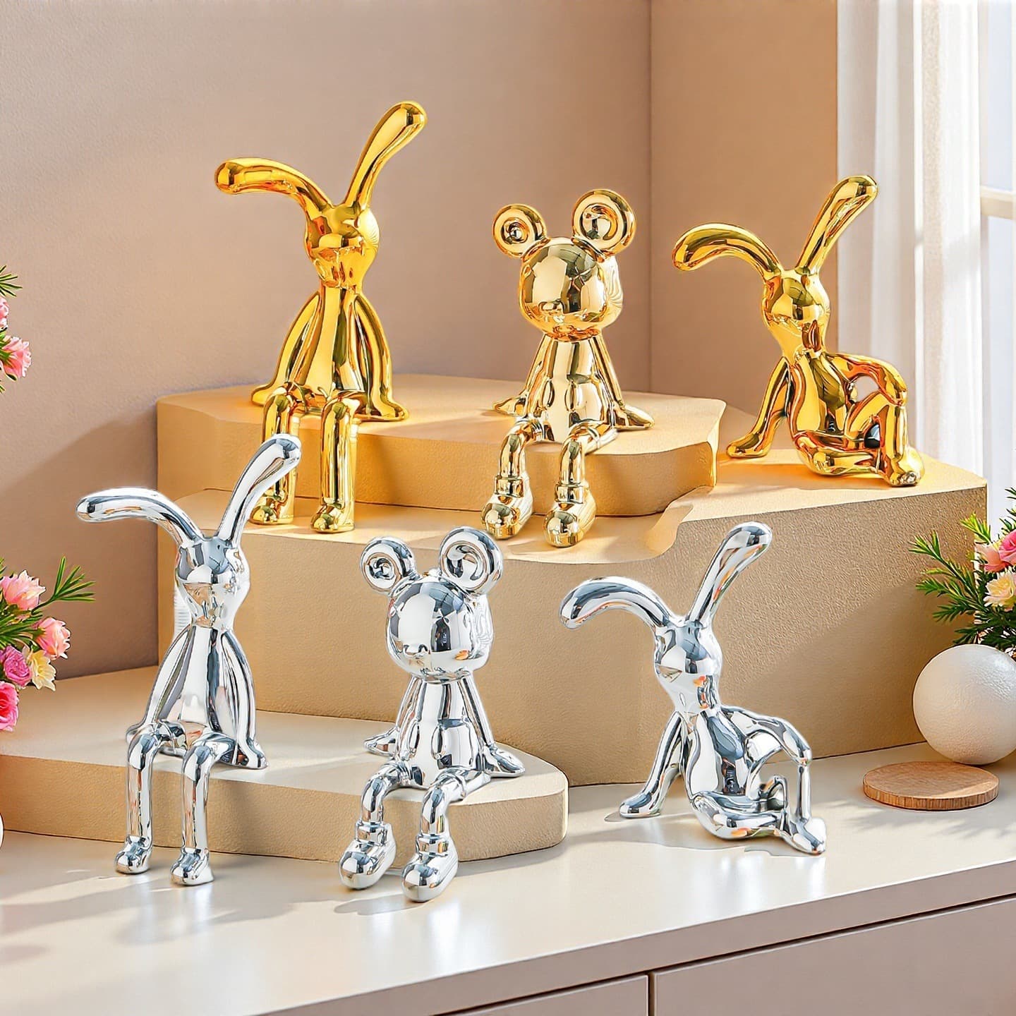 Nordic Creative Rabbit Craft with Luxury Accents, Violent Mouse Home Tissue Box and Jewelry Storage Box Decoration