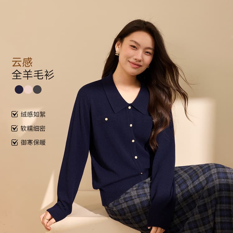 [Black Label 100 Sheep Wool] Niche Design Sweater Slim Show Plus Size Women's Fat mm2025 Winter New Style