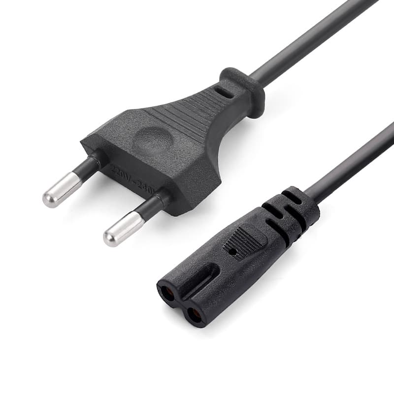 EU Standard Power Cord with Figure-8 Connector, 2-Core with Plug, EU 8-Shape Power Cable