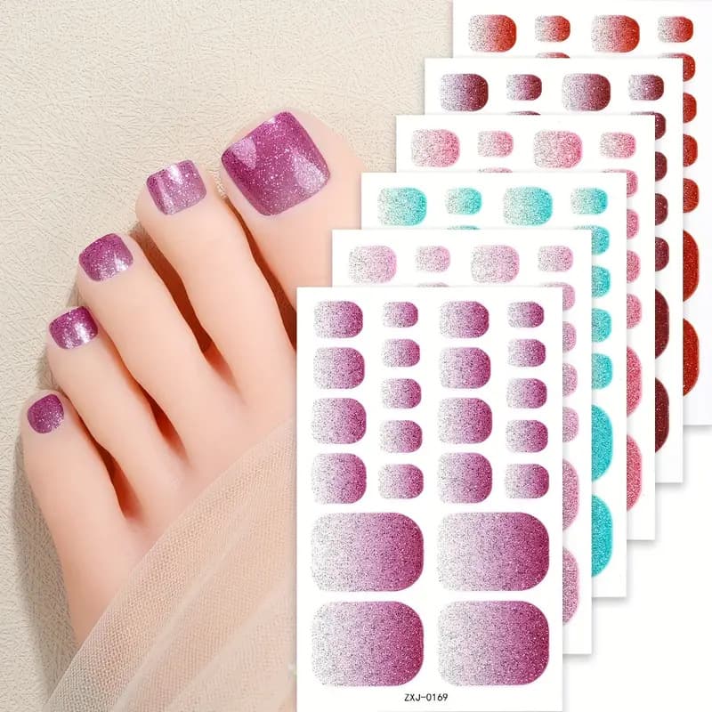 Zhengxiang Summer New Gradient Onion Powder Nail Stickers Toenail Stickers Girly Elegant Cute White Waterproof Nail Stickers