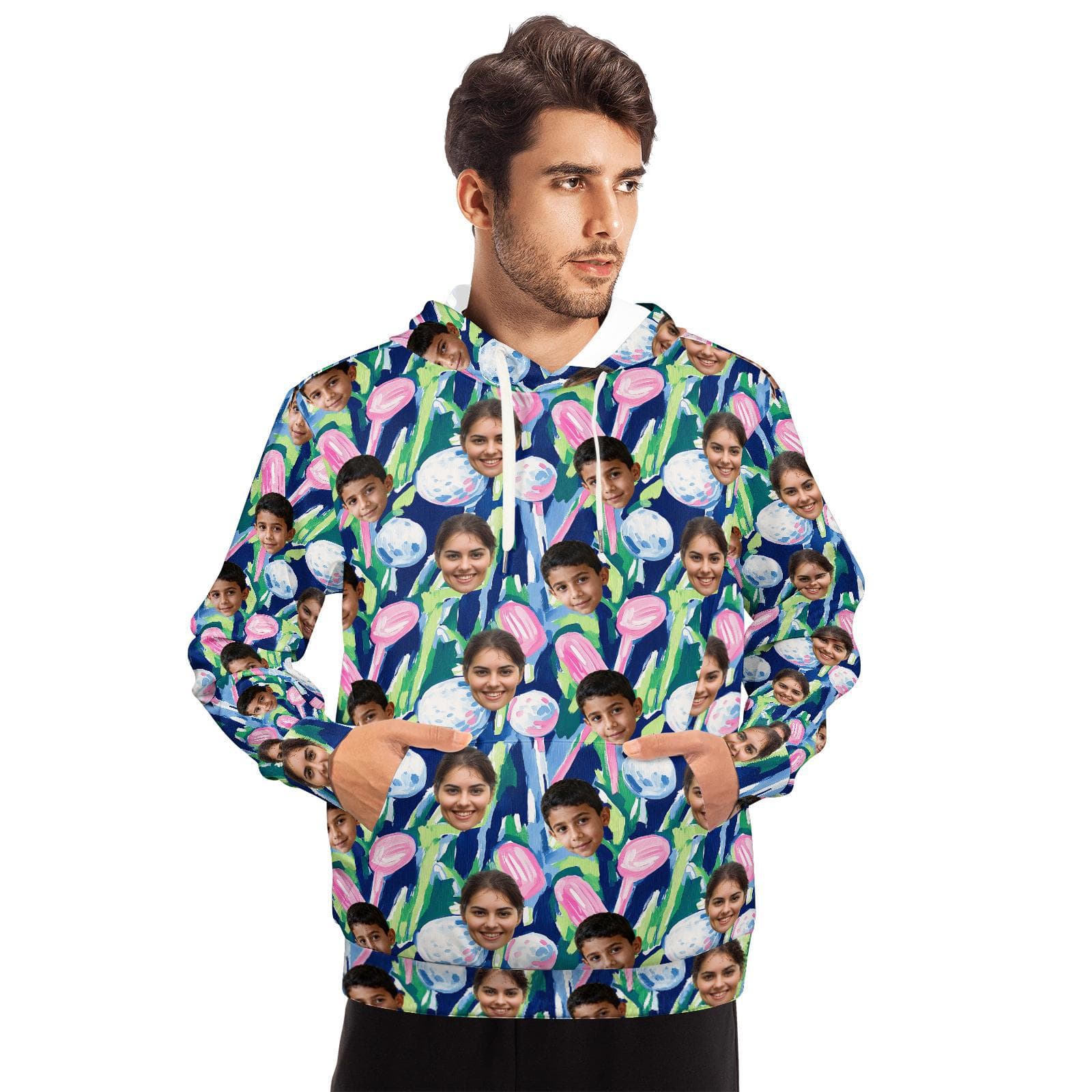 Etsy Amazon personalized DIY sweatshirt with hat portrait 3D digital printing sublimation European and American men's
