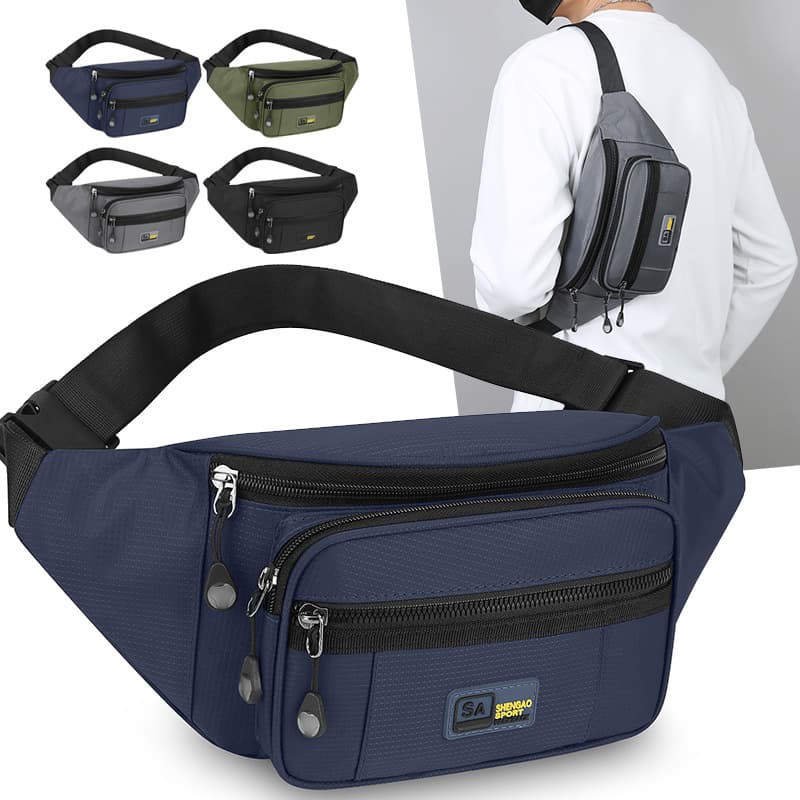 Foreign trade new men's waist bag multi-layer storage mobile phone bag outdoor sports crossbody bag large capacity cash register chest bag