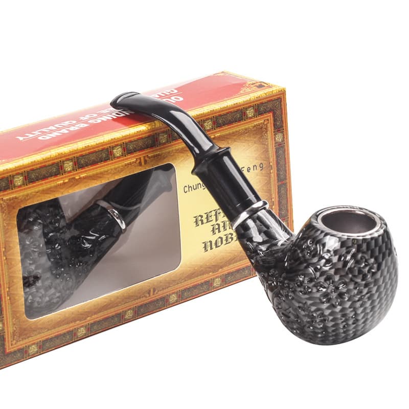 Changfeng carved bakelite old-fashioned pipe entry-level smoke pot dry tobacco bag filter core cigarette holder removable and washable