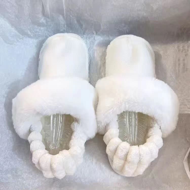 Winter Cotton Slipper Insoles with Thickened Warm Fleece Lining, Fully Enclosed Heel Cover for Women