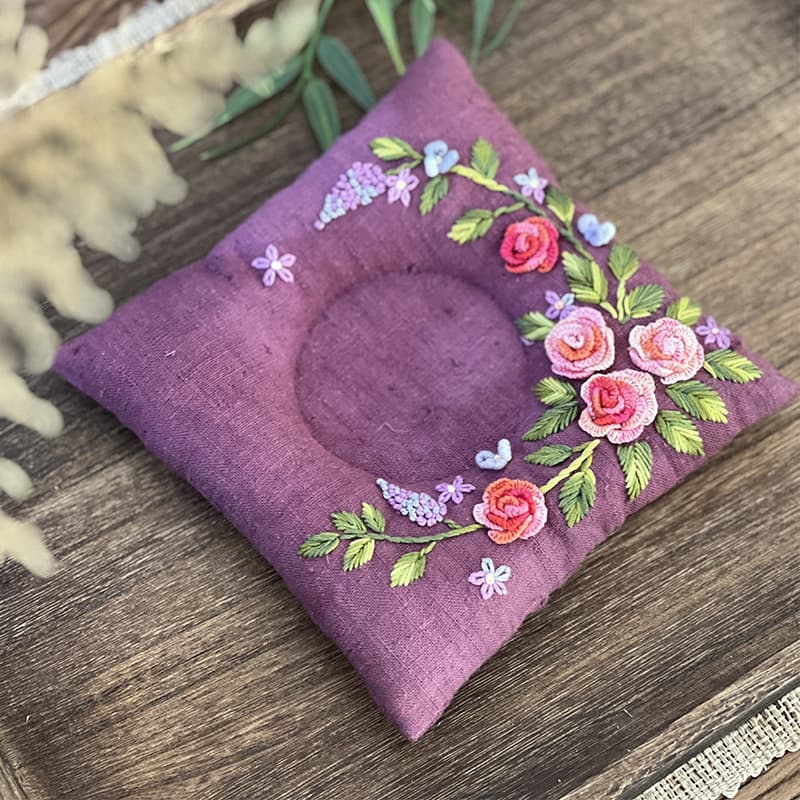 Guofeng Lu embroidery creative nest mat hand embroidered diy material package raspberry blue color tea mat coaster