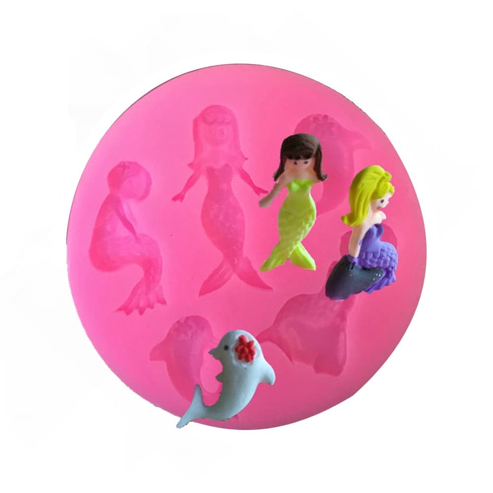 DIY Baking Mermaid Dolphin Silicone Mold for Gum Paste Chocolate Mold Fondant Cake Decoration Tool Clay